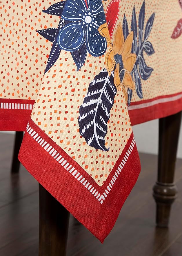 Maison d' Hermine Table Cloth Rectangle Table 100% Cotton 70 x 120 Inches Fall Tablecloth Reusable Everyday Use for Thanksgiving Christmas Decorations Dining Farmhouse Party (Kalahari)