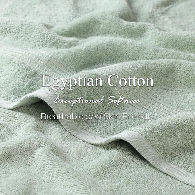 Superior Heritage Egyptian Cotton Face Towel Set, Small Towels for Kitchen, Home Bathroom, Guest Bath, Luxury Essentials, Plush, Absorbent Basics, Washcloths, Spa, Hotel, Resort, Set of 10, Sage