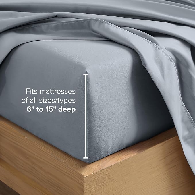 Bare Home Full Sheet Set - 1800 Ultra-Soft Microfiber Full Bed Sheets - Double Brushed - Deep Pockets - Easy Fit - 4 Piece Set - Bedding Sheets & Pillowcases (Full, Steel Blue)