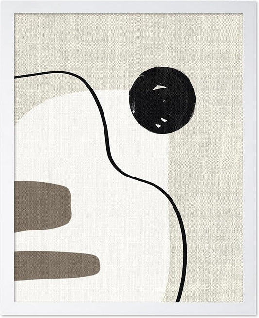 Poster Master Linen Shapes Poster – Lines on Linen Print – Chic Boho Art – Modern Abstract Artwork – Mid-Century Modern Piece – Great Bedroom or Living Room Decor – 11x14 White Framed