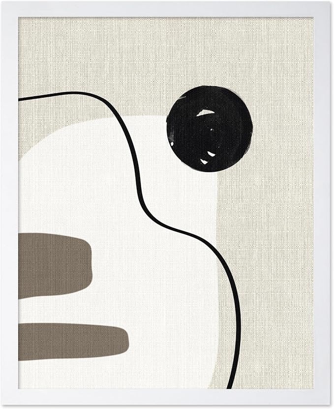 Poster Master Linen Shapes Poster – Lines on Linen Print – Chic Boho Art – Modern Abstract Artwork – Mid-Century Modern Piece – Great Bedroom or Living Room Decor – 8x10 White Framed