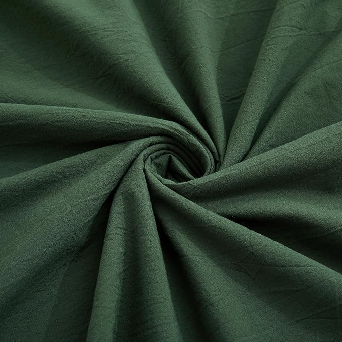 LOVQUE Green Duvet Cover Twin Size, 100% Washed Cotton Linen Like Bedding Set with Zipper Closure (No Comforter), 68x90 Inches, Forest Green