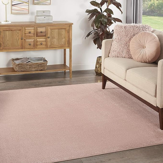 Nourison Home Nourison Essentials Pink 5' x Square Area Rug - Easy Clean, Non Shedding, Bed Room, Living Room, Dining Room, Kitchen (5' x Square)