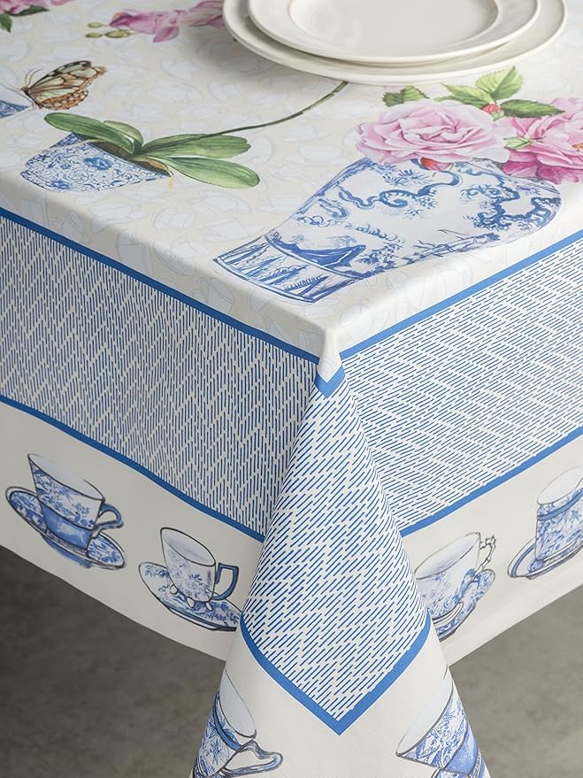 Maison d' Hermine Table Cloth Rectangle Table 100% Cotton 70 x 90 Inches Tablecloth Reusable Decorative for Dining Room Farmhouse Home Valentines Day Decorations Spring Summer - Canton
