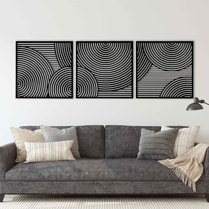 Mid Century Modern Wall Art Wood Home Decor, Unique Wood Wall Art, Boho Inspired Geometric Wooden Wall Hanging, Aesthetic Circular Decor