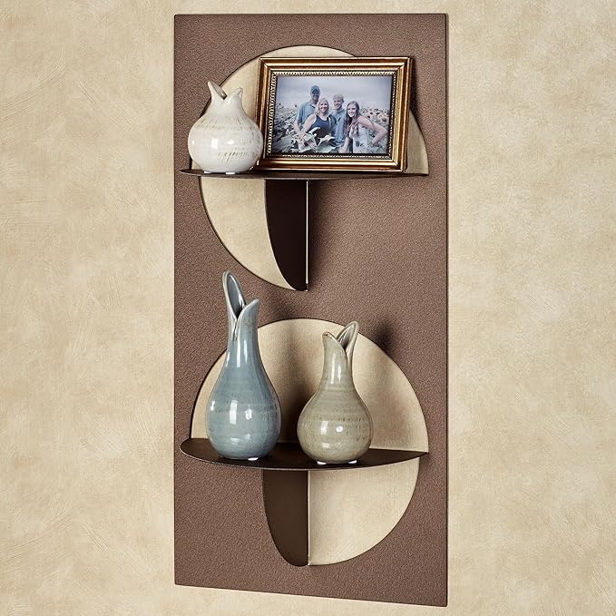 Touch of Class Corydon Vertical Modern Bronze Metal Wall Shelf with Two Shelves | Contemporary Style Shelving Decor for Bedroom, Living Room, Bathroom, Kitchen, Hallway, Entryway