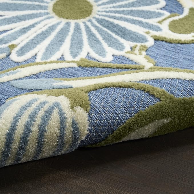 Nourison Home Aloha Blue Sage 9' x 12' Area Rug - Easy Clean, Non Shedding, Bed Room, Living Room, Dining Room, Kitchen (9' x 12')