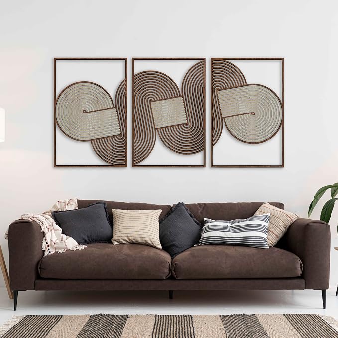Rustic Wall Art featuring Modern Geometric Wooden Wall Decor, Mid Century Wood Wall Art, Endless Motion Wall Panels, Rustic Home Gift for Living Room and Bedroom