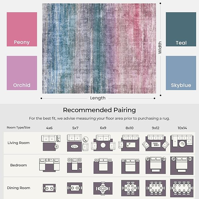 Kokia Abstract Area Rug Washable 2x3 Non-Slip Stain Resistant Entryway Rug Soft Indoor Mat for Kitchen Door Decor, Oslo Orchid