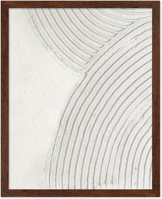 Poster Master Soft Lines Poster - Spiral Circle Print - Texture Art - Abstract Art - Mid Century Modern Art - Aesthetic Art - Acrylic Waves Art - Rustic Bedroom Wall Decor - 16x20 Brown Framed