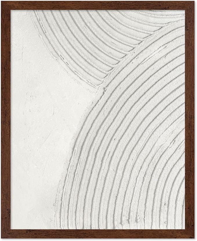 Poster Master Soft Lines Poster - Spiral Circle Print - Texture Art - Abstract Art - Mid Century Modern Art - Aesthetic Art - Acrylic Waves Art - Rustic Bedroom Wall Decor - 11x14 Brown Framed