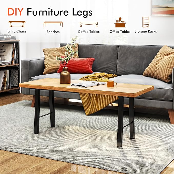 TC-HOMENY 20 Inches Coffee Table Legs Set of 2 Metal End Table Legs Furniture Bench Legs Industry