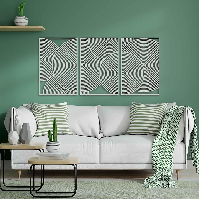 Bedroom Wall Art featuring Modern Geometric Wood Wall Decor, Mid Century Minimalist Circles Wooden Wall Art, Boho Above Bed Decor Gift for Living Room