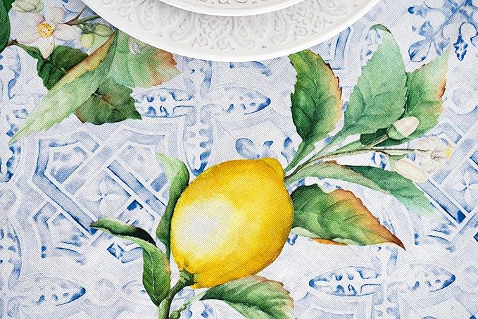 Maison d' Hermine Table Cloth Rectangle Table 100% Cotton 60 x 90 Inches Tablecloth Reusable Decorative for Dining Room Farmhouse Home Valentines Day Decorations Spring Summer - Citrus