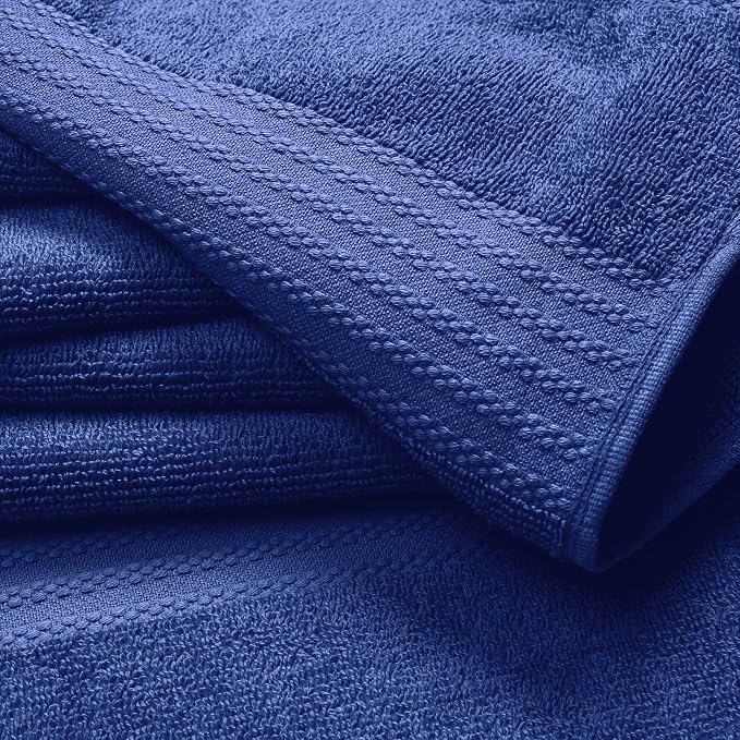 GLAMBURG Ultra Soft 24-Piece Towel Set - 100% Pure Ringspun Cotton, Contains 8 Oversized Bath Towels 27x54, 8 Hand Towels 16x28, 8 Wash Cloths 13x13 - Ideal for Everyday use, Hotel & Spa - Navy Blue