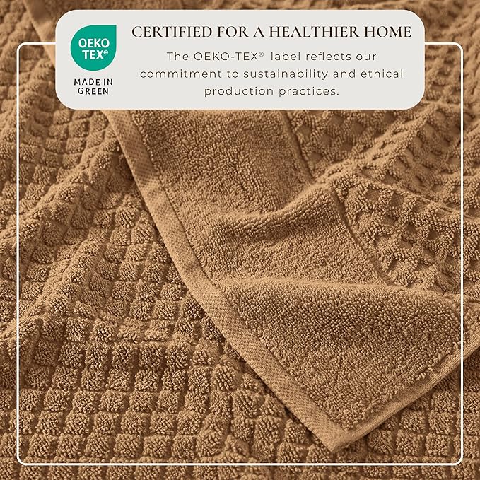 Great Bay Home Bath Towels - 100% Cotton 4 Pack 54x27 Bath Towel Set - Absorbent, Durable, Quick-Dry Towels for Bathroom (Mocha)