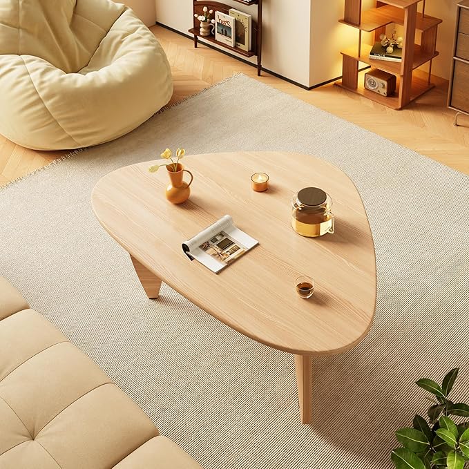 Coffee Tables Wood Small Farmhouse Coffee Table Mid-Century Modern Wood Center Table for Living Room, Original, 35 Inch