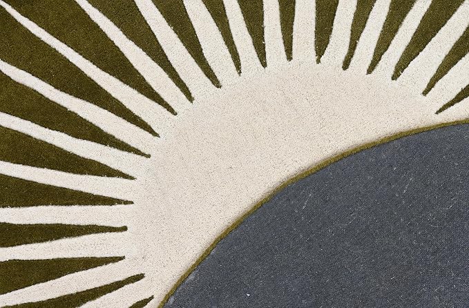Restoration and Renovation Modern Round Area Rug – Hand-Tufted with 100% NZ Wool, Thick & Soft Circular Carpet for Living Room, Bedroom & Dining Room Decor (Moss Green, 9' Round)
