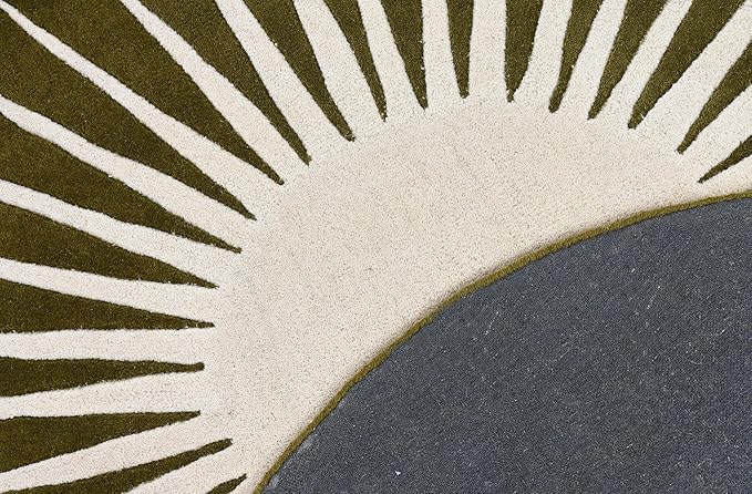 Modern Round Area Rug – Hand-Tufted with 100% NZ Wool, Thick & Soft Circular Carpet for Living Room, Bedroom & Dining Room Decor (Moss Green, 8' Round)