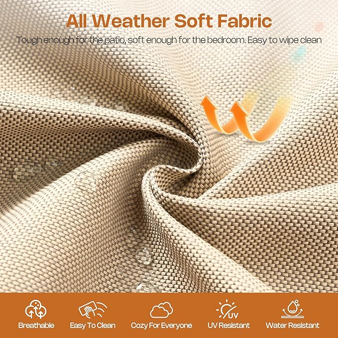 Outdoor Indoor Bean Bag Chair with Ottoman, 2-in-1 Lounge Beanbag with Foam Filling, Waterproof Outdoor Bean Bag & Full-Body Support for Patio Deck Poolside Backyard, Beige