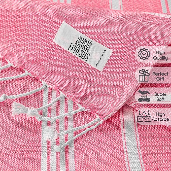 Hand Towels - Set of 2 | 18" x 30" - Decorative Turkish Hand Towel for Bathroom, Kitchen, Guest, Face, Hair, Tea, Dishcloth (Sultan, Pink)