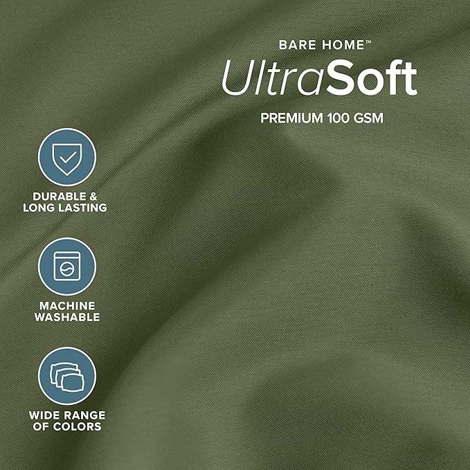 Bare Home Short Queen Sheet Set - 1800 Ultra-Soft Microfiber Bed Sheets - Double Brushed - Deep Pockets - Easy Fit - 4 Piece Set - Bedding Sheets & Pillowcases (Short Queen, Cypress)