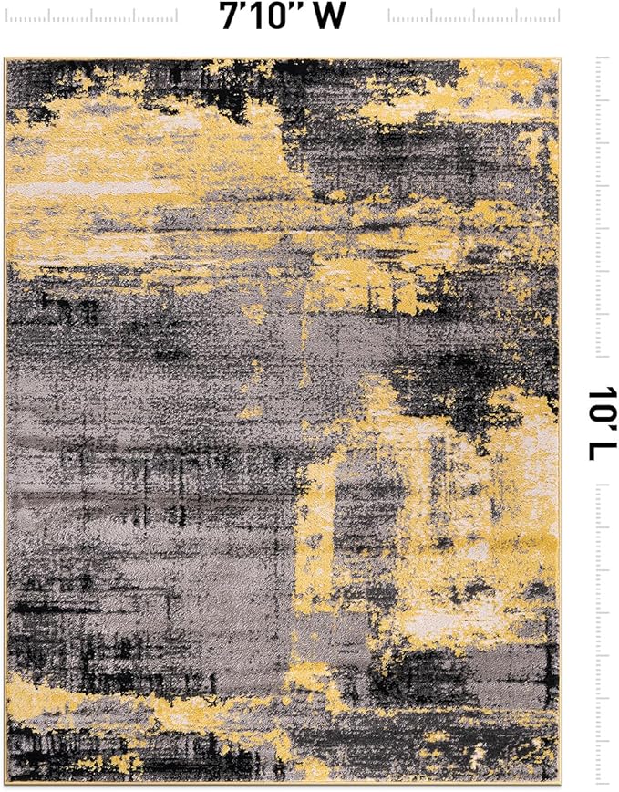 Rugshop Modern Abstract Design Non Shedding Soft Ideal for Living Room,Bedroom,Kitchen Area Rug 7' 10" x 10' Yellow