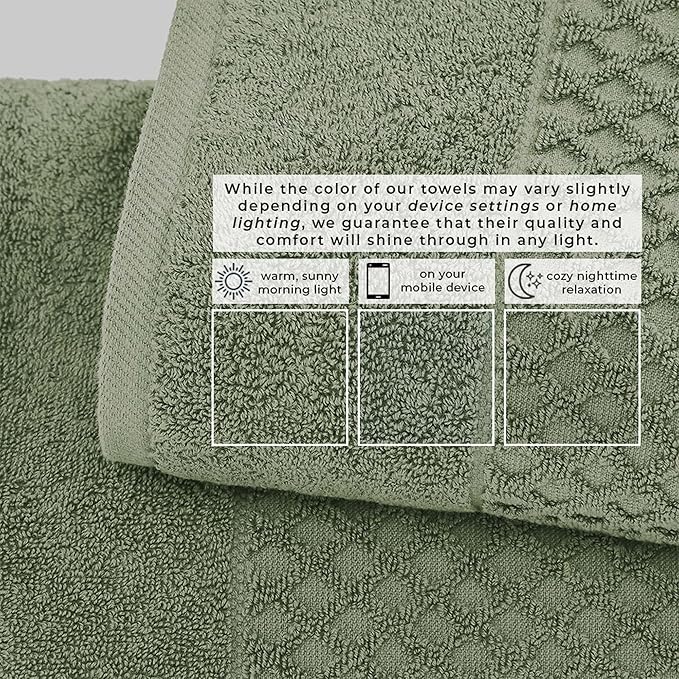 Great Bay Home Bath Towels - 100% Cotton 6 Piece Towel Set - Diamond Waffle Weave - Absorbent, Durable, Quick-Dry Towels for Bathroom (Eucalyptus)