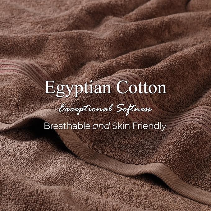 Superior Heritage Egyptian Cotton Face Towel Set, Small Towels for Kitchen, Home Bathroom, Guest Bath, Luxury Essentials, Plush, Absorbent Basics, Washcloths, Spa, Hotel, Resort, Set of 10, Mocha