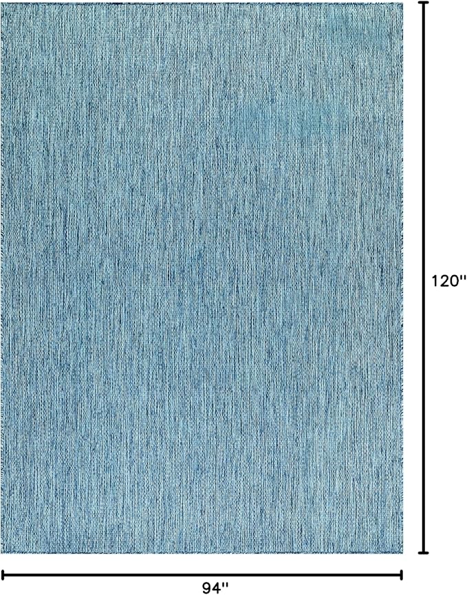Washable Indoor Outdoor Rug Weather Resistant Carpet Modern Solid for Porch Deck Balcony Backyard Patio Rug 8x10 Aqua Blue