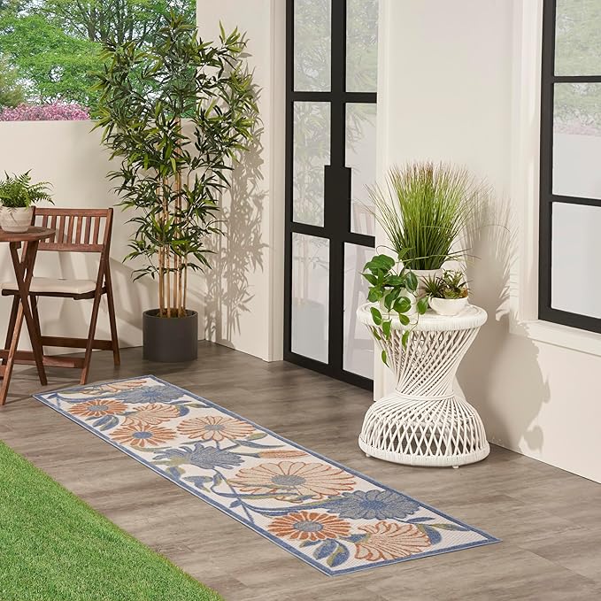 Nourison Home Aloha Beige Multicolor 2'3" x 8' Area Rug - Easy Clean, Non Shedding, Bed Room, Living Room, Dining Room, Kitchen (8' Runner)