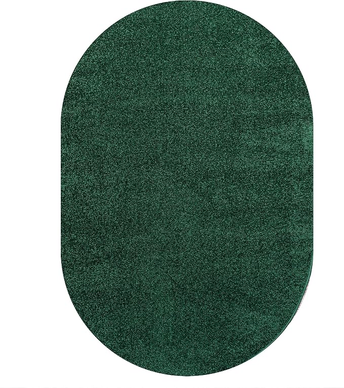 JONATHAN Y Haze Solid Low-Pile Emerald 4x6 Oval Indoor Area Rug, Coastal,Bohemian,Minimalist,Classic, Easy-Cleaning for Living Room,Bedroom,Kitchen,Pet Friendly,Non-Shedding (SEU100L-4OV)