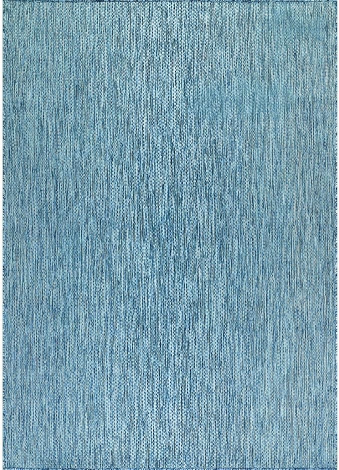Washable Indoor Outdoor Rug Weather Resistant Carpet Modern Solid for Porch Deck Balcony Backyard Patio Rug 8x10 Aqua Blue