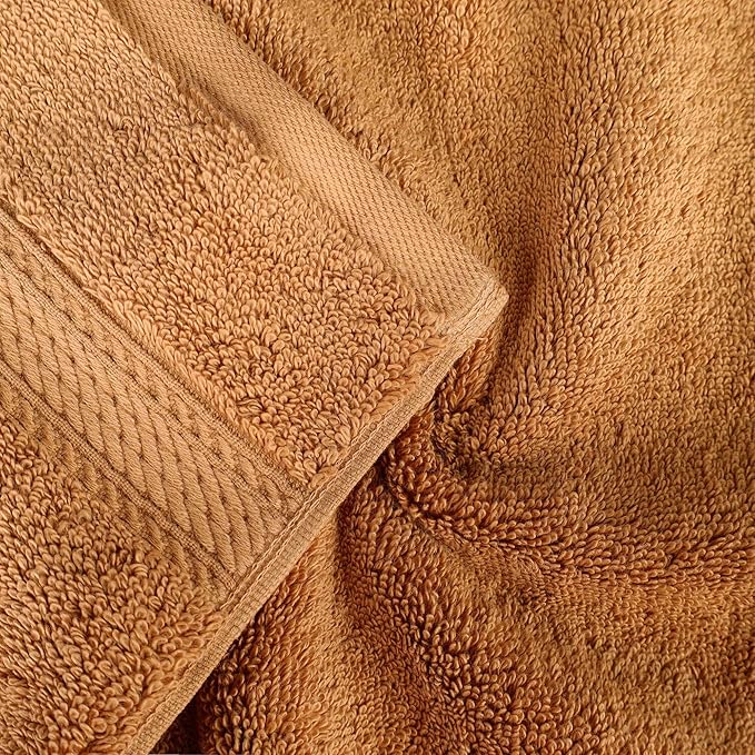 Superior Egyptian Cotton Pile Bath Towel Set of 4, Ultra Soft Luxury Towels, Thick Plush Essentials, Absorbent Heavyweight, Guest Bath, Hotel, Spa, Home Bathroom, Shower Basics, Rust