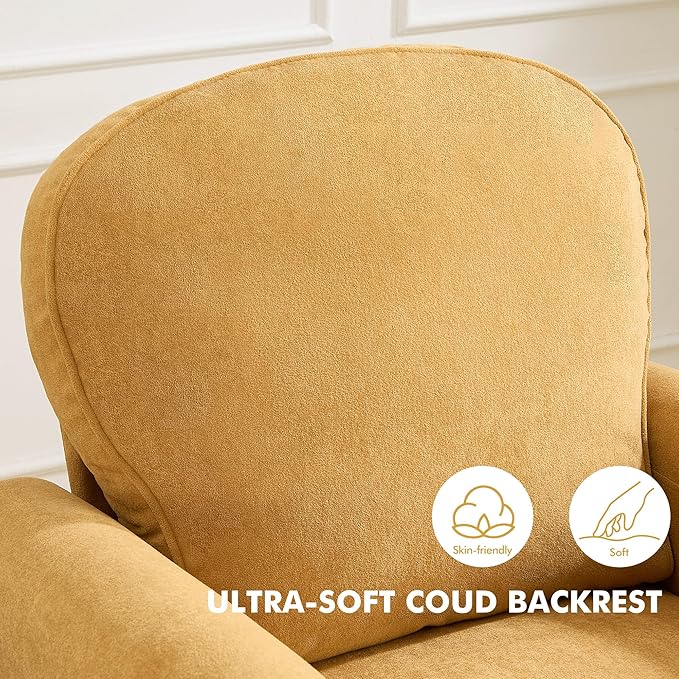Accent Chair, Mid Century Modern Arm Chair with Thick Cushion and Back, Comfy Upholstered Reading Chair Single Sofa Chair for Living Room, Bedroom, Club, Yellow