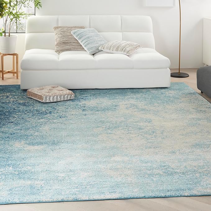 Nourison Home Passion Navy/Light Blue 9' x 12' Area-Rug, Modern, Abstract, Easy-Cleaning, Non Shedding, Bed Room, Living Room, Dining Room, Kitchen (9x12)