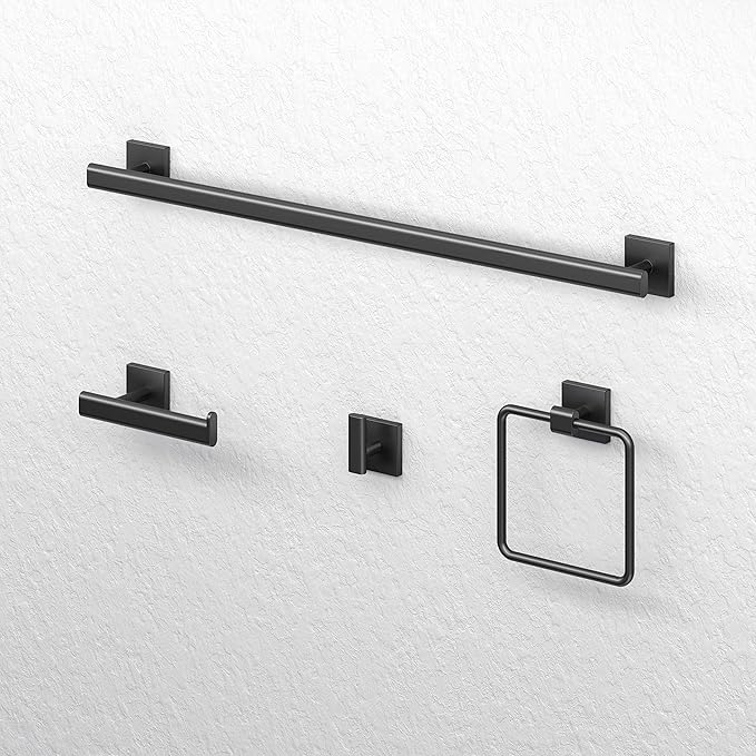 Gatco 4055MX Elevate Single Robe Hook, Wall Mounted Hook for Bathroom Towels & Robes, Matte Black