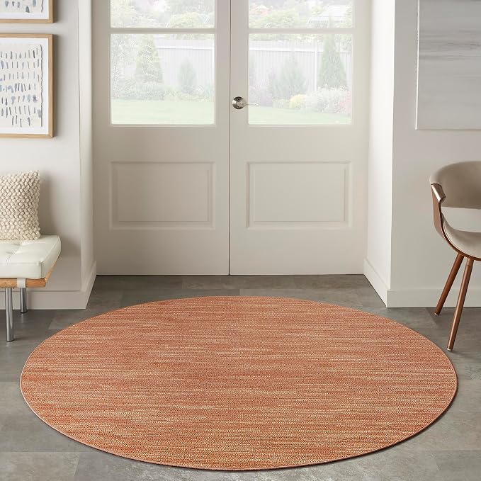Nourison Home Nourison Essentials Rust 6' x Round Area Rug - Easy Clean, Non Shedding, Bed Room, Living Room, Dining Room, Kitchen (6' x Round)
