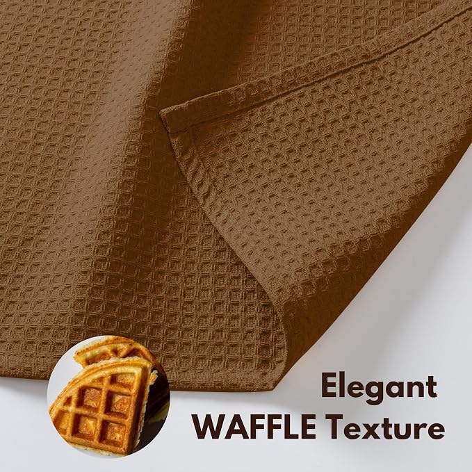 Native Fab 6 Pack Waffle Dish Cloths -100% Cotton, Absorbent, Quick Drying & Soft Towels for Cleaning, Cooking & Drying Dishes - Perfect for Home, Restaurants & Bars, 12" x 12" - Brown