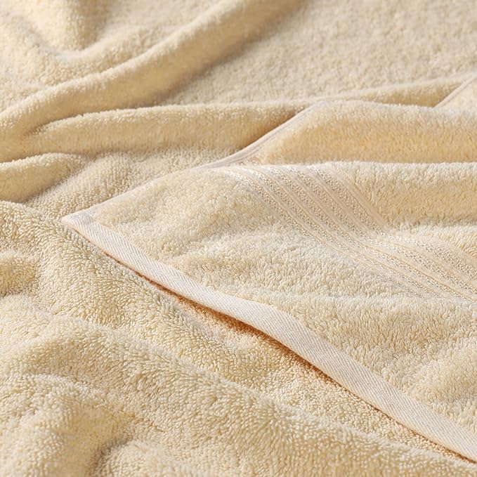 Superior Heritage Egyptian Cotton 3 Piece Towel Set, Assorted Absorbent Towels for Bathroom, Guest Bath, Luxury Home Decor Essentials, Includes 1 Bath, 1 Hand, 1 Face Towel/Washcloth, Canary