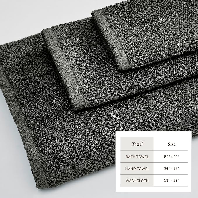 Great Bay Home 100% Cotton 6 Piece Towel Set - Absorbent, Quick-Drying, Durable Bath Towels for Bathroom Decor - Low-Twist, Two-Ply Fibers (Midnight Blue)