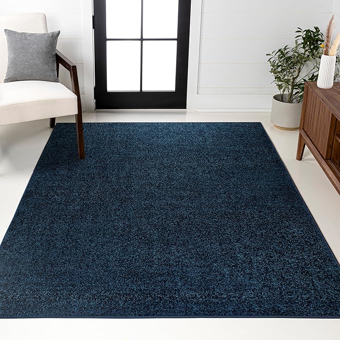JONATHAN Y Haze Solid Low-Pile Navy Indoor Area Rug 8x10, Coastal,Bohemian,Minimalist,Classic, Easy-Cleaning for Living Room,Bedroom,Kitchen,Pet Friendly,Non-Shedding (SEU100C-8)