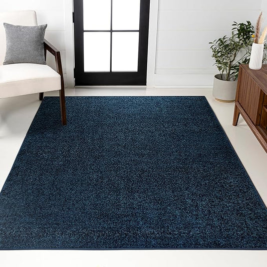 JONATHAN Y Haze Solid Low-Pile Navy Indoor Area Rug 8x10, Coastal,Bohemian,Minimalist,Classic, Easy-Cleaning for Living Room,Bedroom,Kitchen,Pet Friendly,Non-Shedding (SEU100C-8)