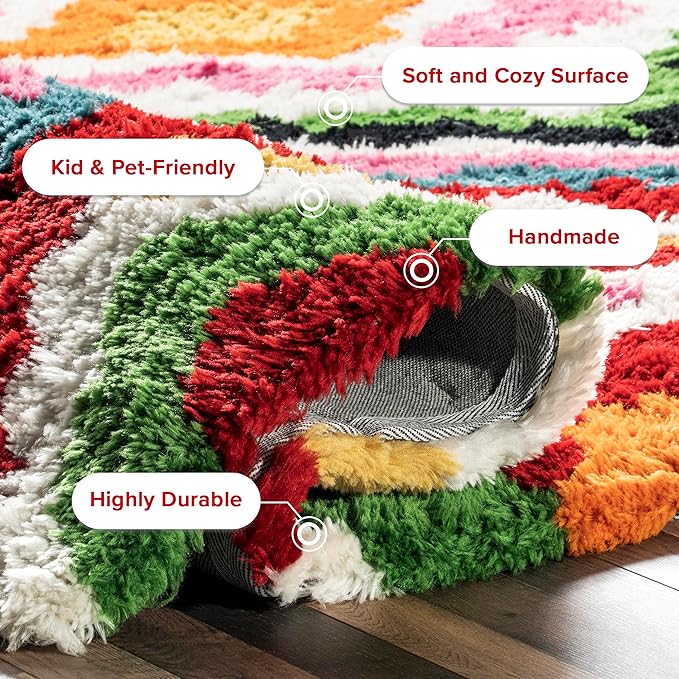 nuLOOM Handmade Carnival Abbey Shaggy Area Rug, 8x10, Multi