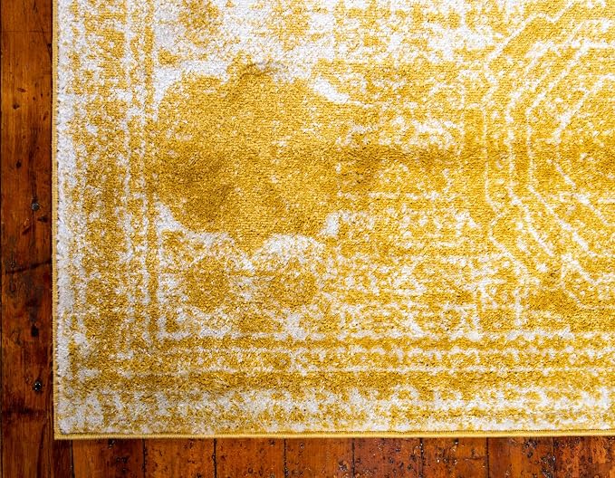 Unique Loom Bromley Collection Area Rug - Wells (7' 1" x 10' Rectangle, Yellow/ Ivory)