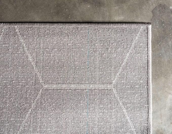 Unique Loom Trellis Frieze Collection Area Rug - Geometric (4' 1" x 6' 1", Light Gray/ Ivory)