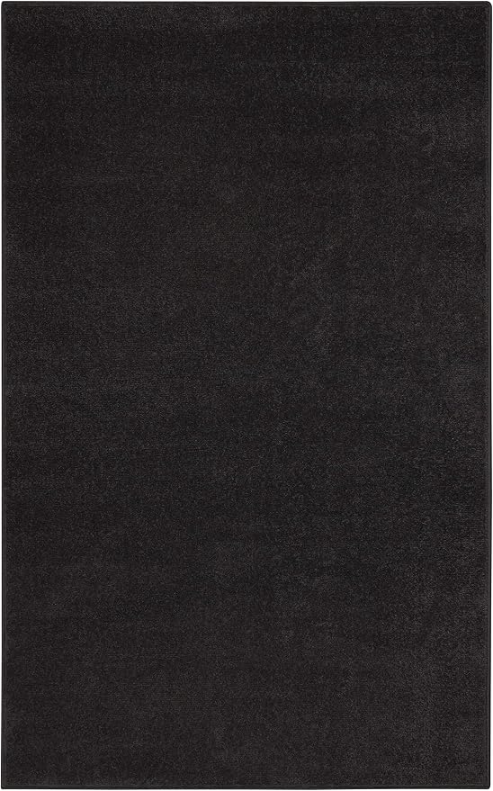 Nourison Home Nourison Essentials Black 3' x 5' Area Rug - Easy Clean, Non Shedding, Bed Room, Living Room, Dining Room, Kitchen (3' x 5')