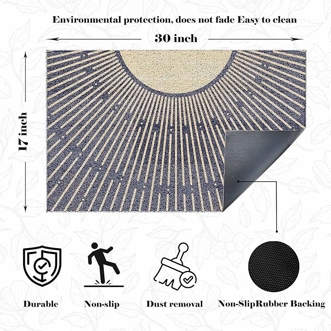Boho Door Mats Outdoor - Boho Terracotta Sun Front Doormat,Welcome Mat, Sun Bath Mat,Bohemian Door Mats Doormat Outdoor Indoor Entrance, Indoor DoorMats for Entryway, 17x30 Inch（Black）