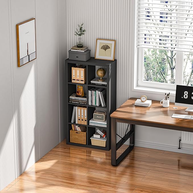 furtble Bookshelf with Storage Bins, 20-Cube Storage Organizer with Back Panels, Modern Bookshelf for Bedroom, Multifunctional Display Cube Bookshelves for Living Room, Bedroom, Home Office