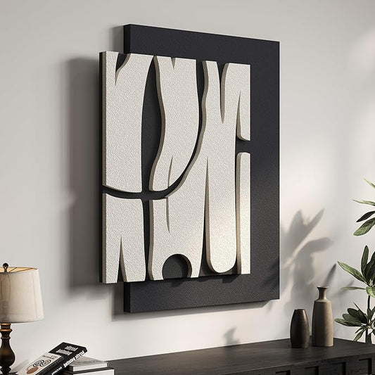 Cuspin Black and White Abstract Wall Art for Living Room, Modern Minimalist Geometric Artwork for Walls, Contemporary 3D Textured Paintings Wall Decor for Bedroom Dining Room Hallway Office
